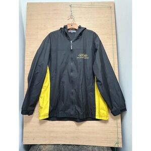 KENPO Black Yellow Zip Up Hooded‎ Windbreaker Jacket Size S
